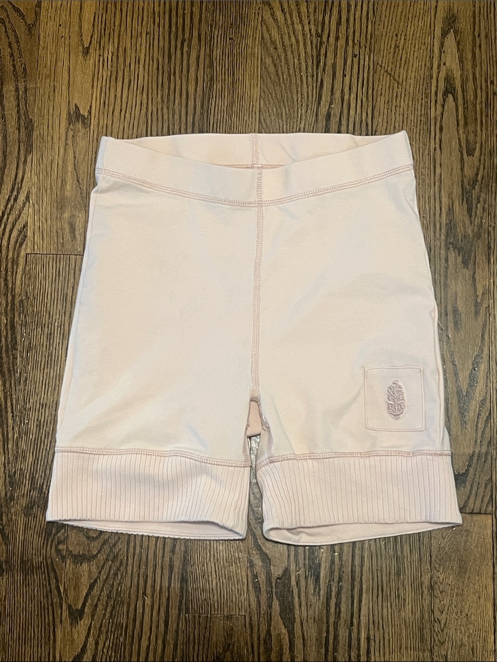 Free People Pale Pink Bike Shorts with Ribbed Cuffs